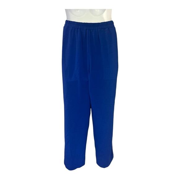 Midnight Velvet Grommet Tunic Stretchy Office Desk to Dinner Party Blue Pantset - Picture 12 of 16